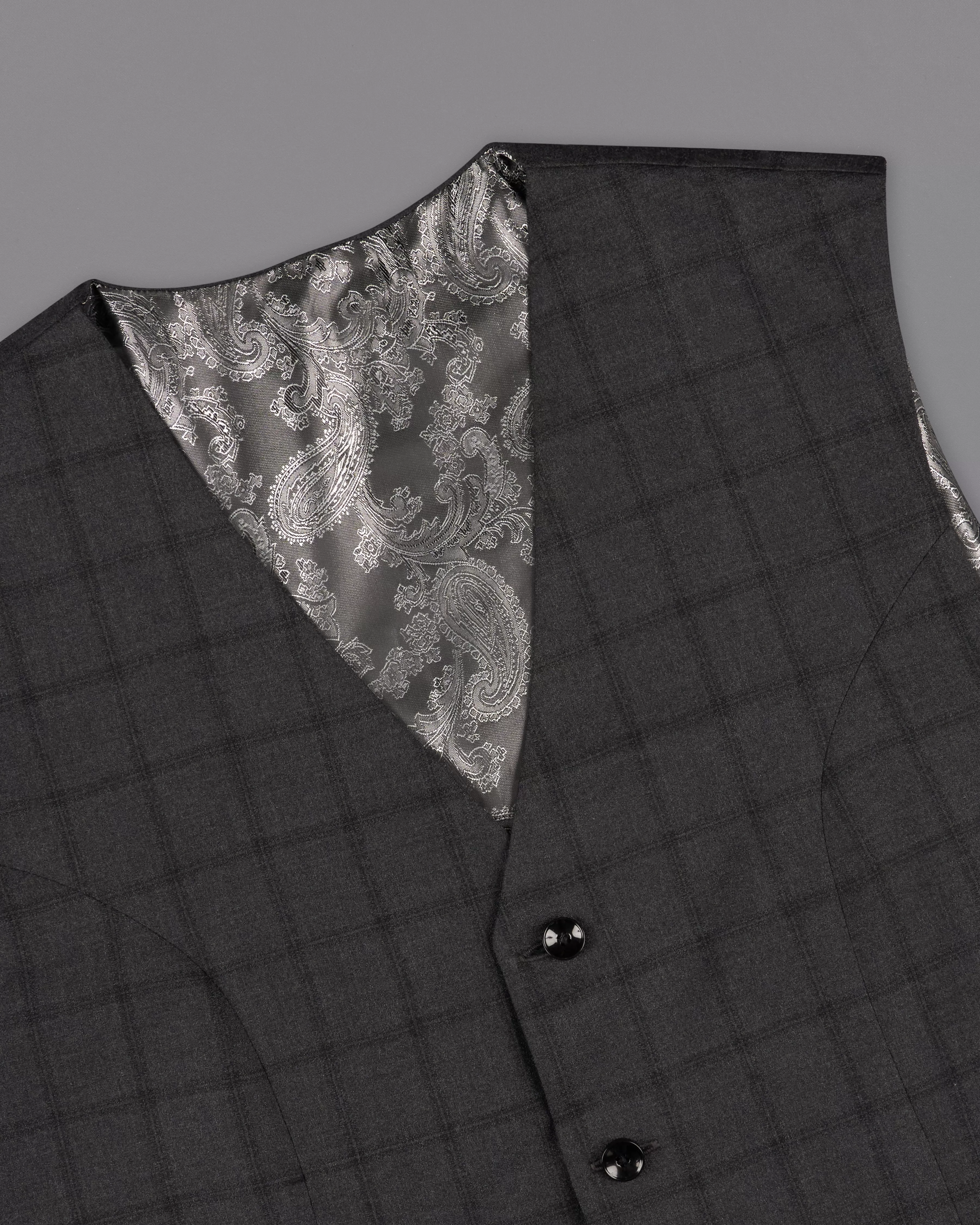 Baltic Black Windowpane Waistcoat