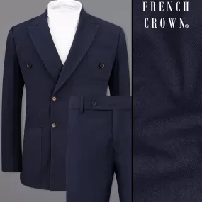 Baltic Navy Blue Wool Rich Double Breasted Sports Suit