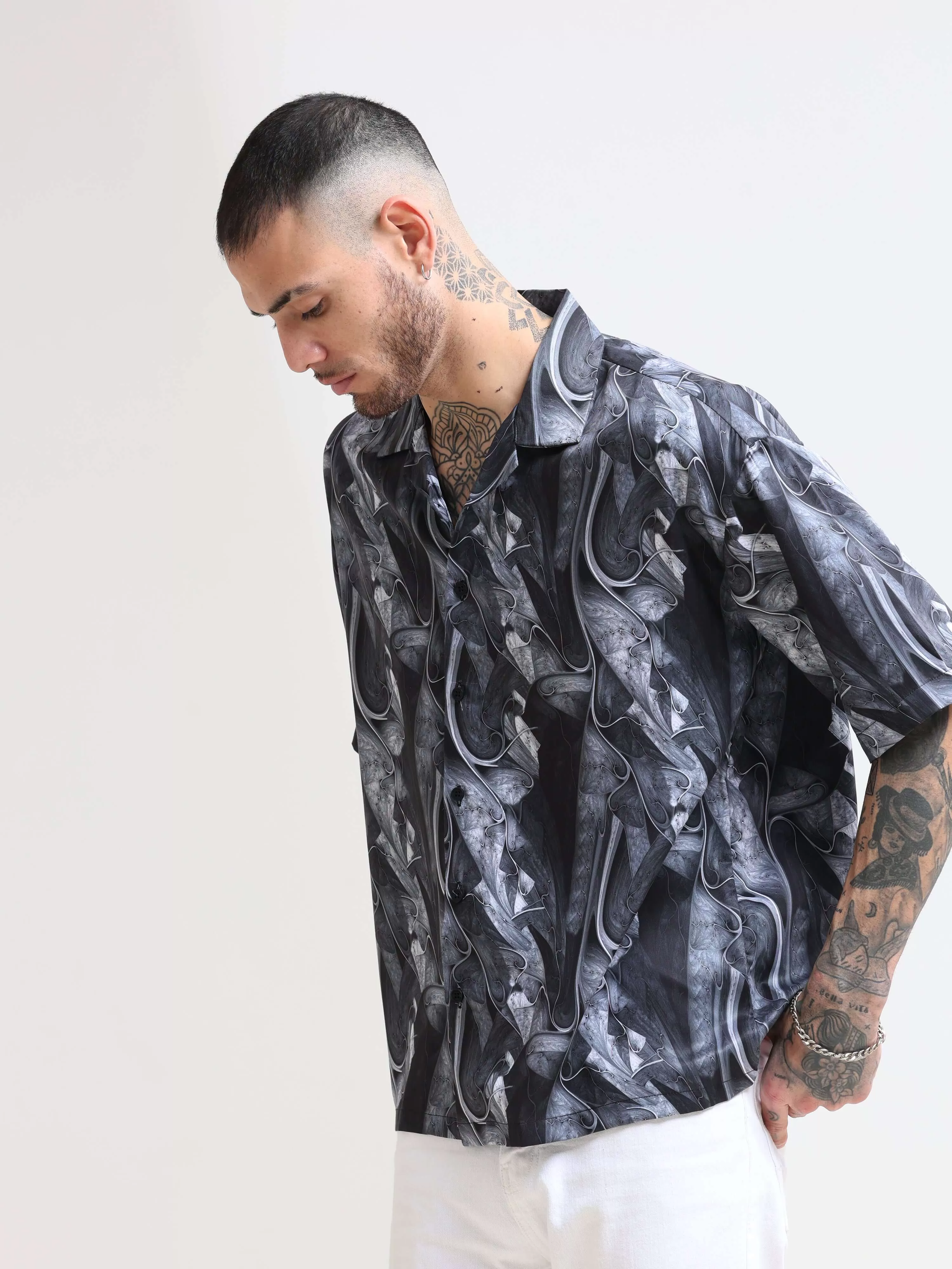 Baroquen Grey Oversized Shirt