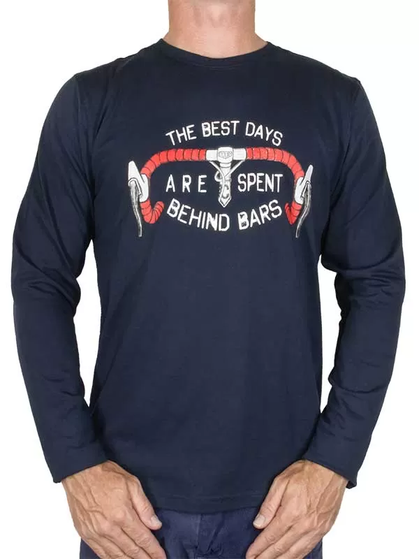 Best Days Behind Bars Long Sleeve T Shirt Navy