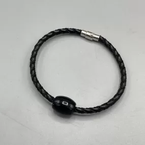 Black Obsidian gemstone on genuine Leather Bracelet