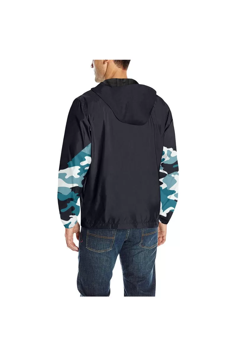 Blue Camouflage Quilted Windbreaker for Men (Model H35)