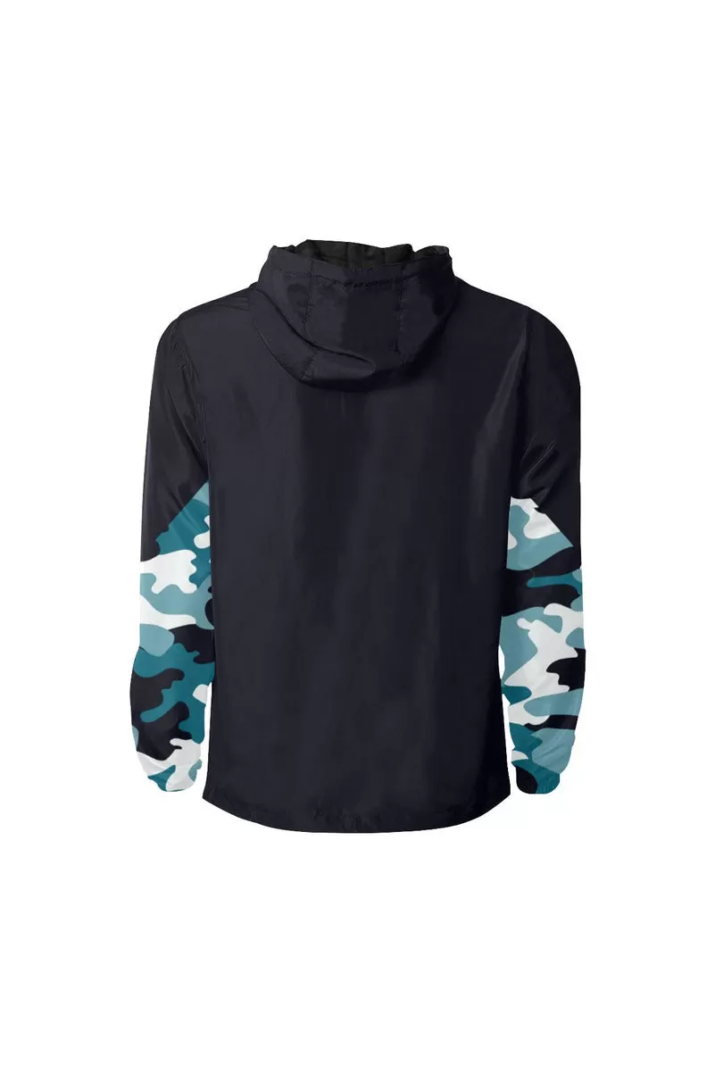 Blue Camouflage Quilted Windbreaker for Men (Model H35)