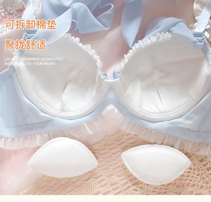 Blue Princess Soft Girl Aesthetic Kawaii Lolita Lingerie Set