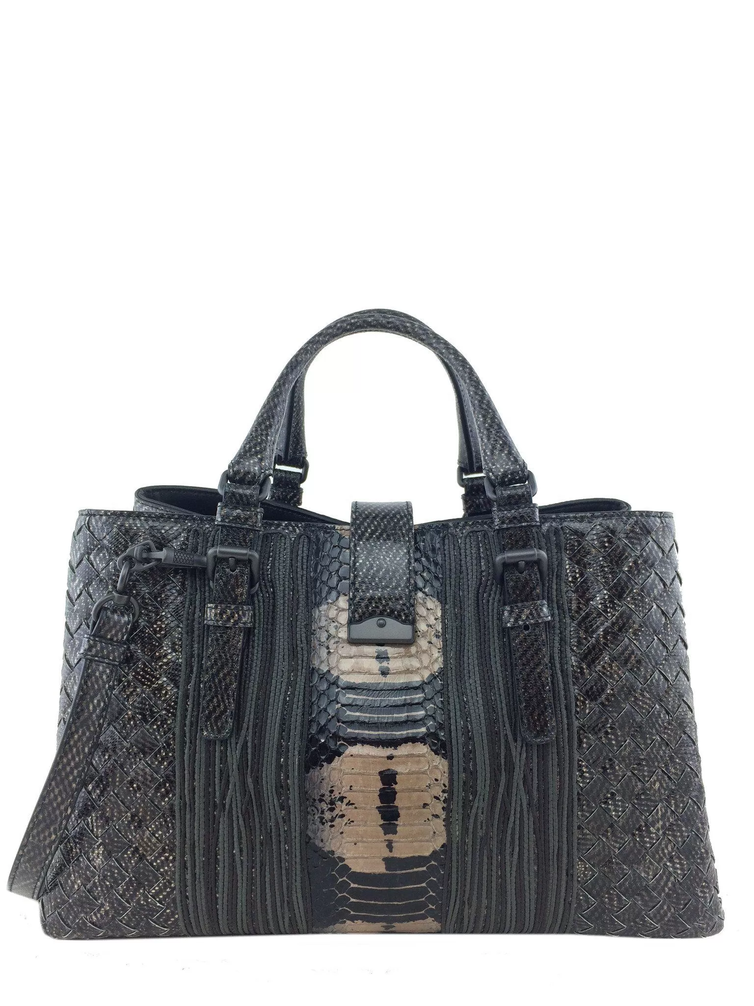 Bottega Veneta Intrecciato Snakeskin Small Roma Bag NEW