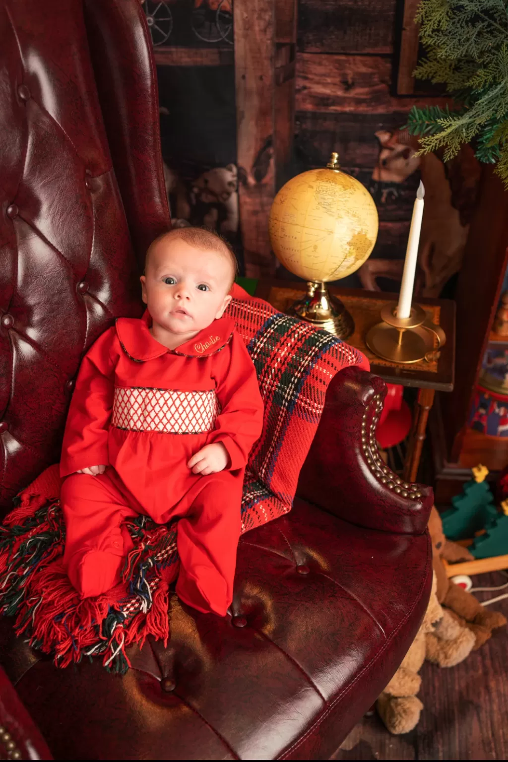 Boys Red Tartan Baby Grow