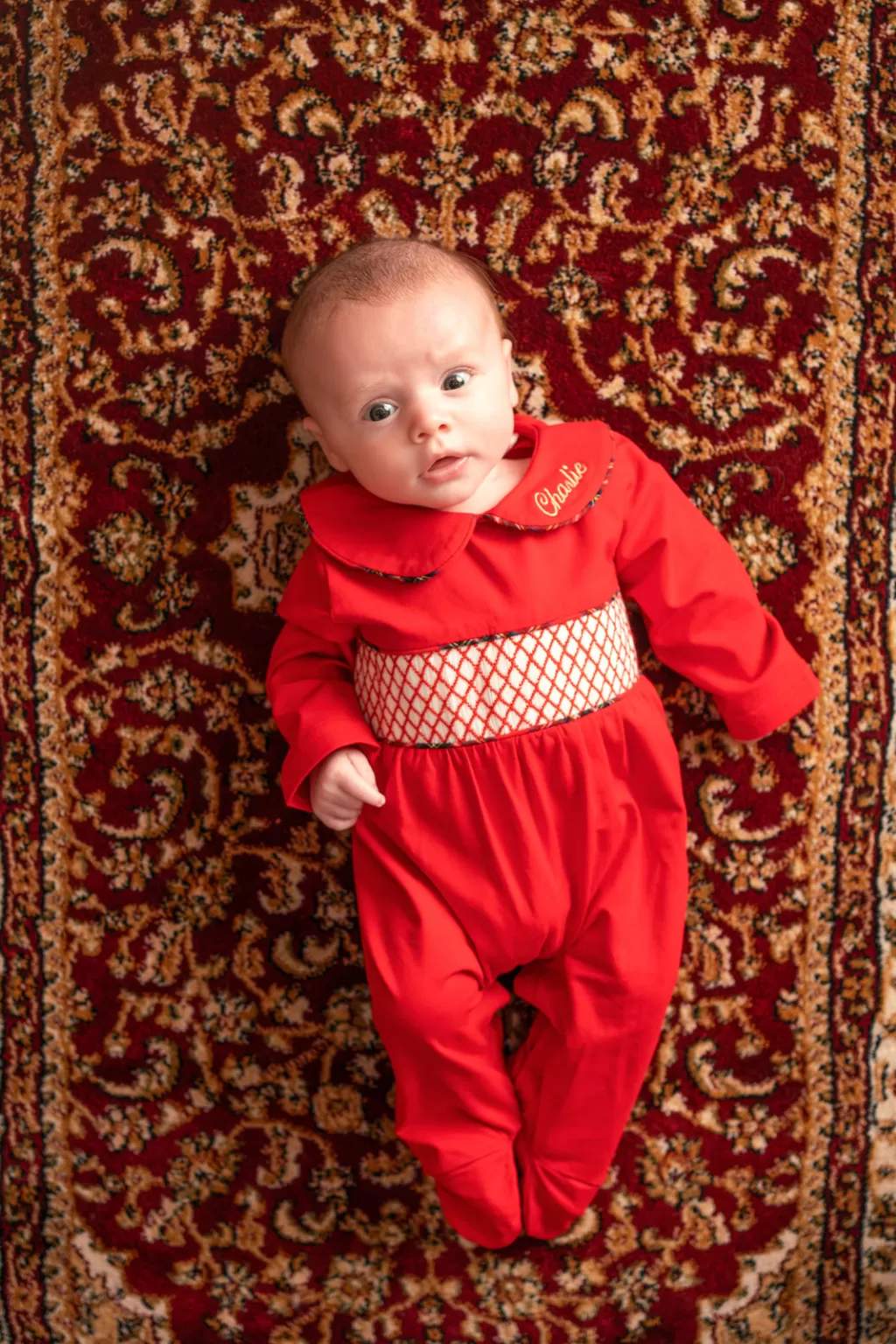 Boys Red Tartan Baby Grow