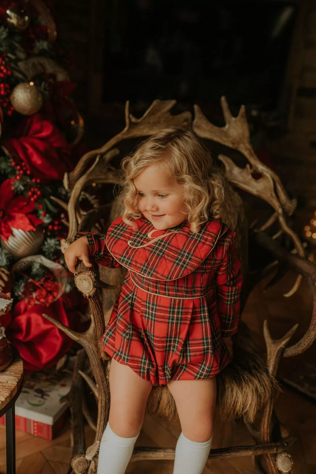 Boys Red Tartan Quilted Bib