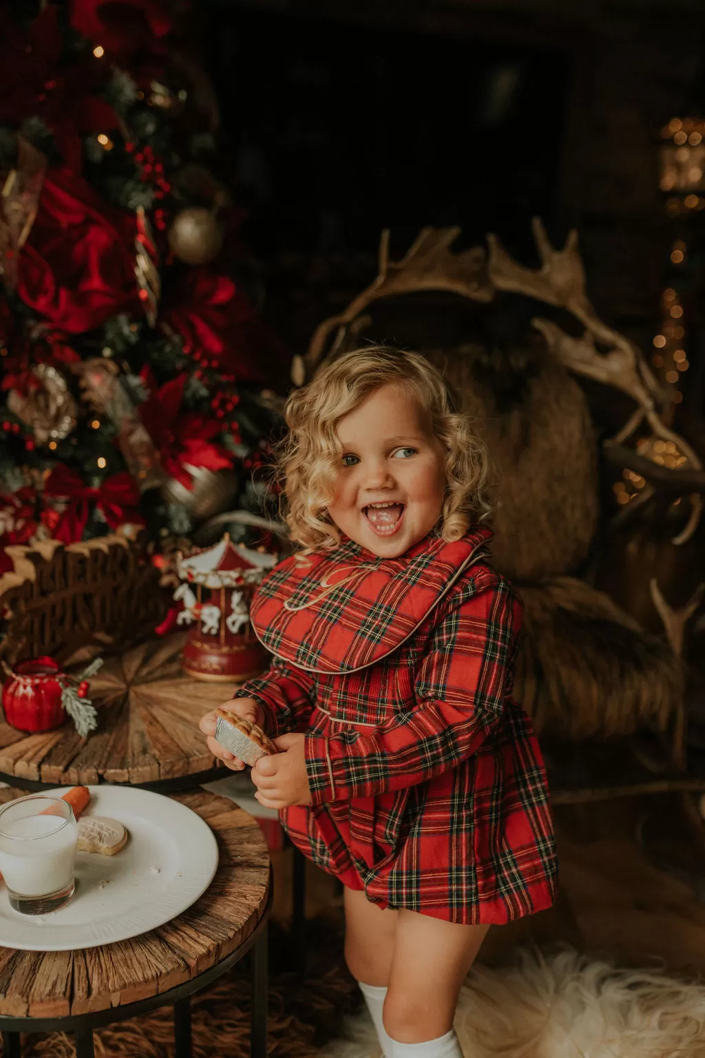 Boys Red Tartan Quilted Bib