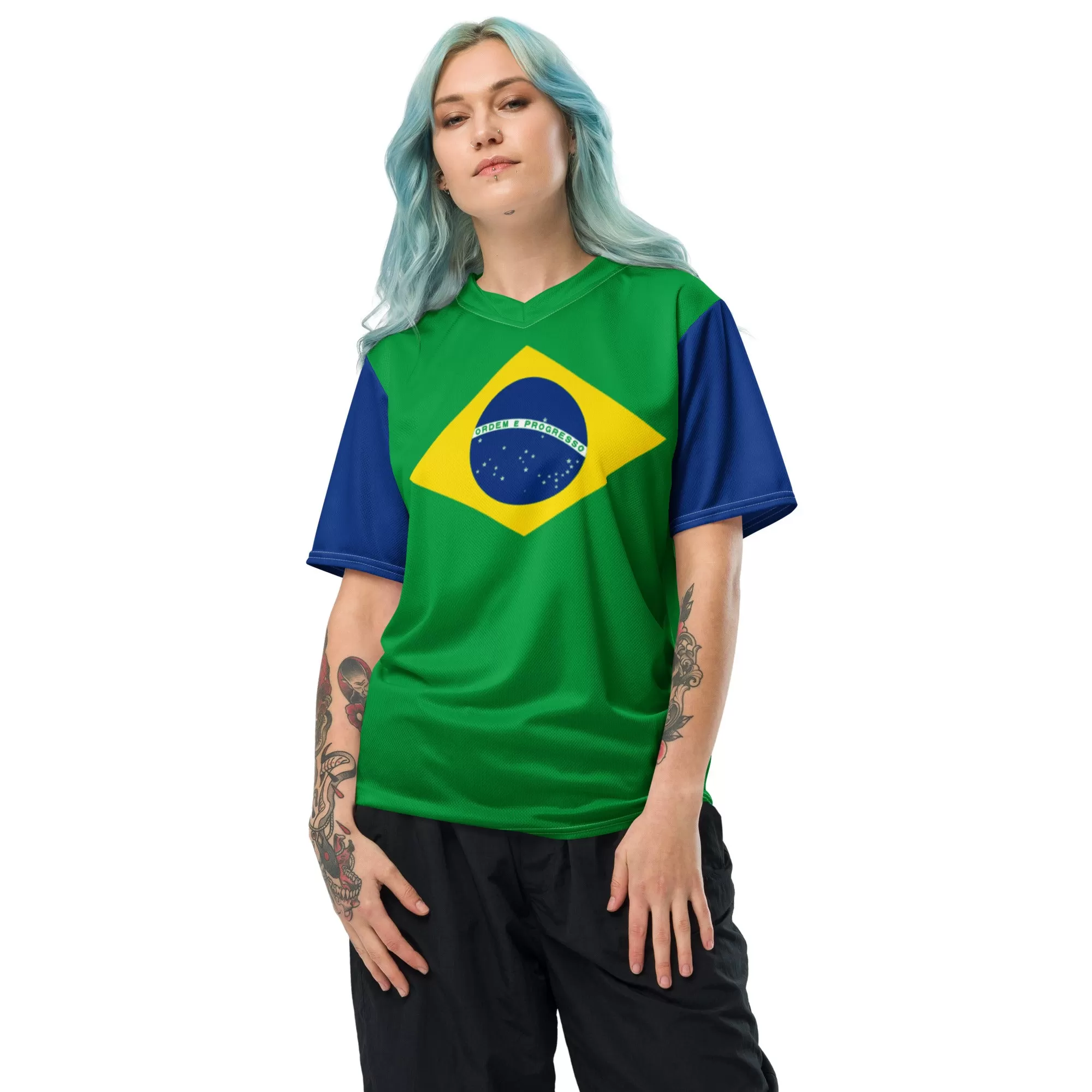 Brazil Flag Recycled Polyester Unisex Sports Jersey Sizes 2XS - 6XL