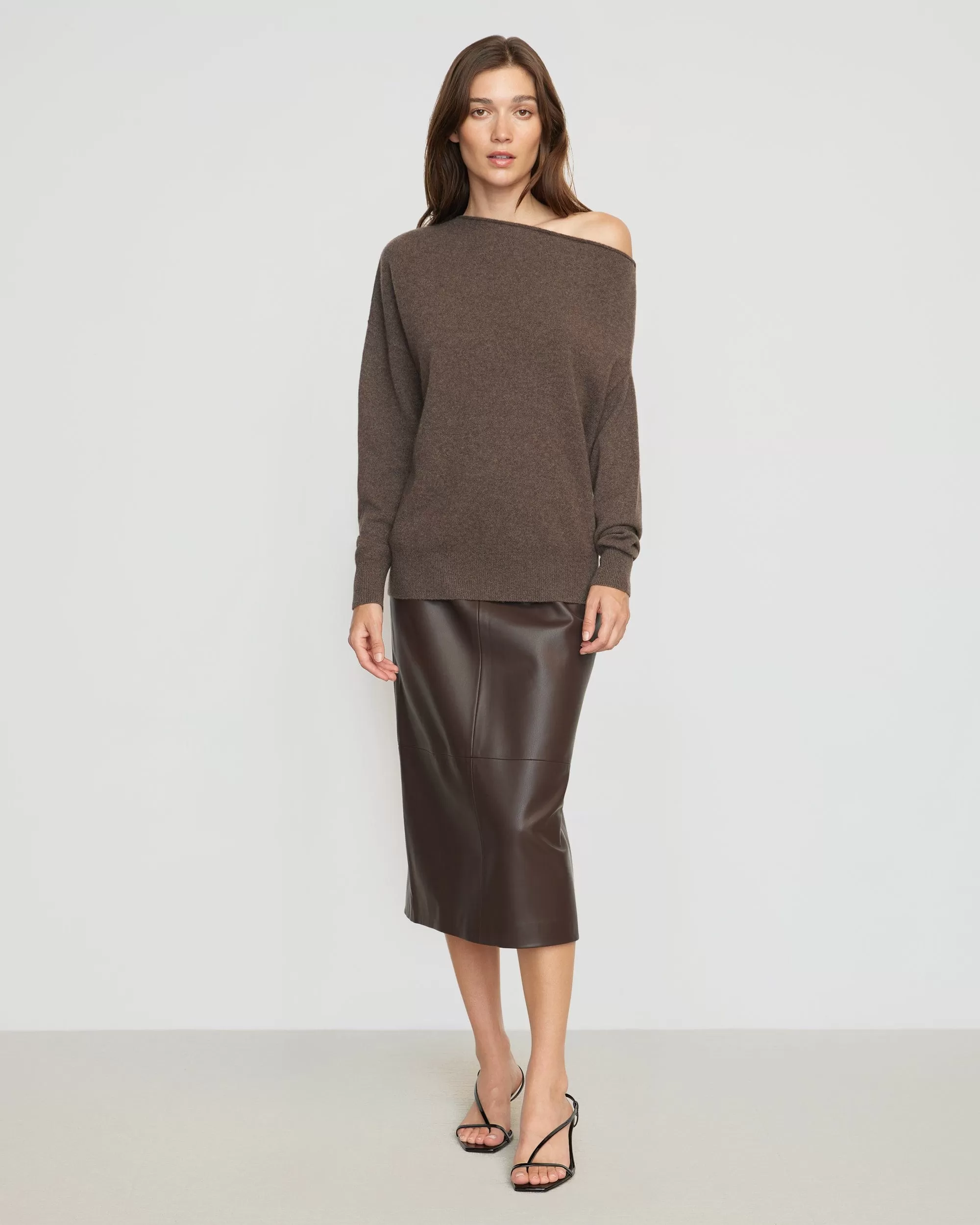 Briony Back Split-Hem Vegan Leather Skirt