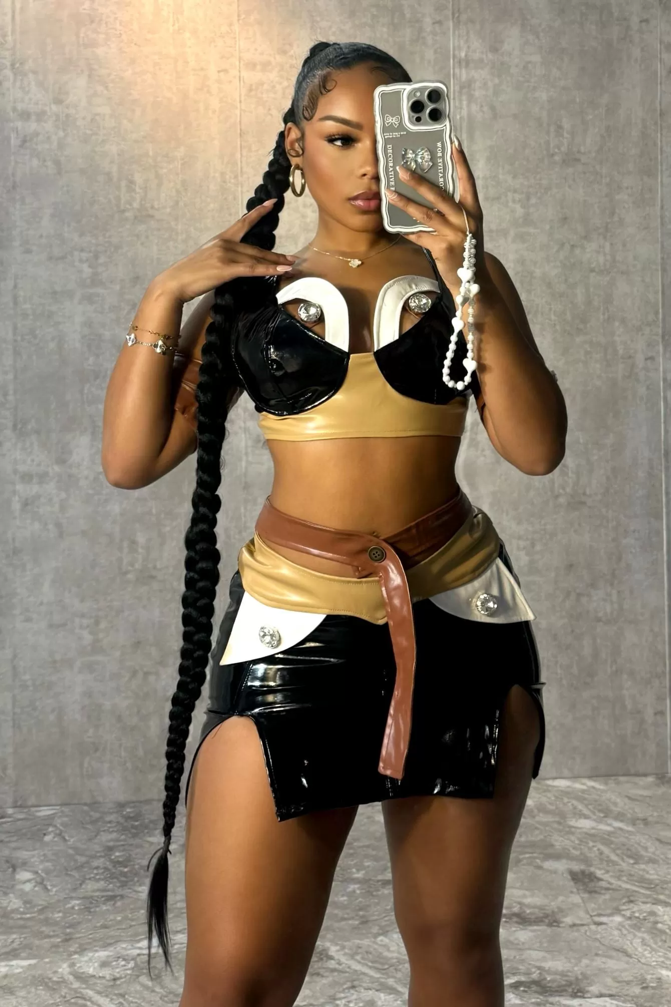 Brown Sugar Latex Top & Skirt SET