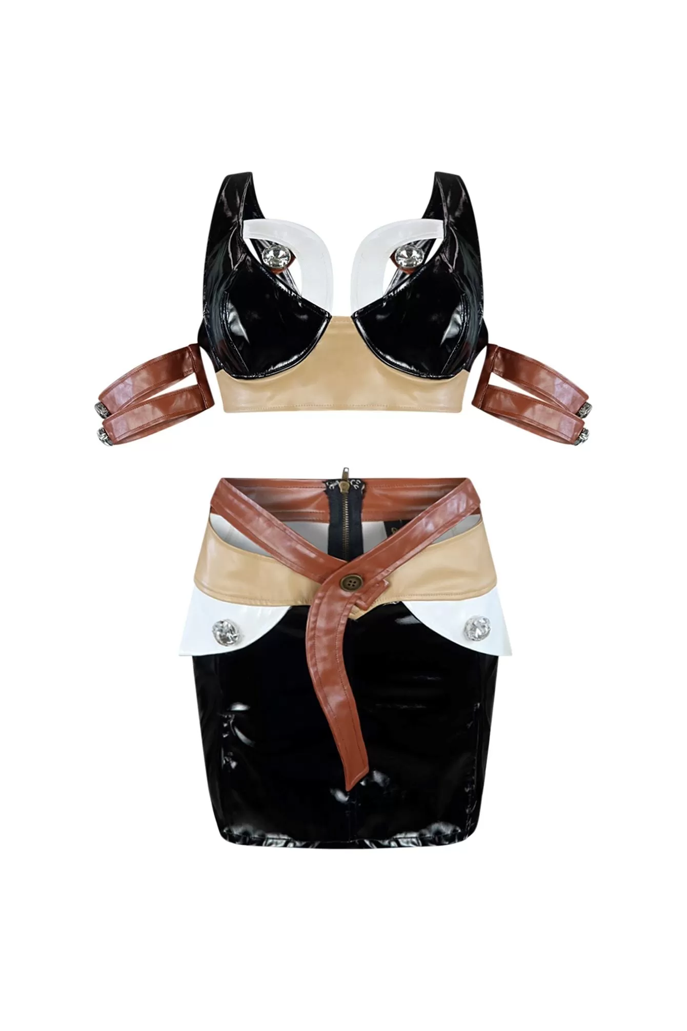 Brown Sugar Latex Top & Skirt SET