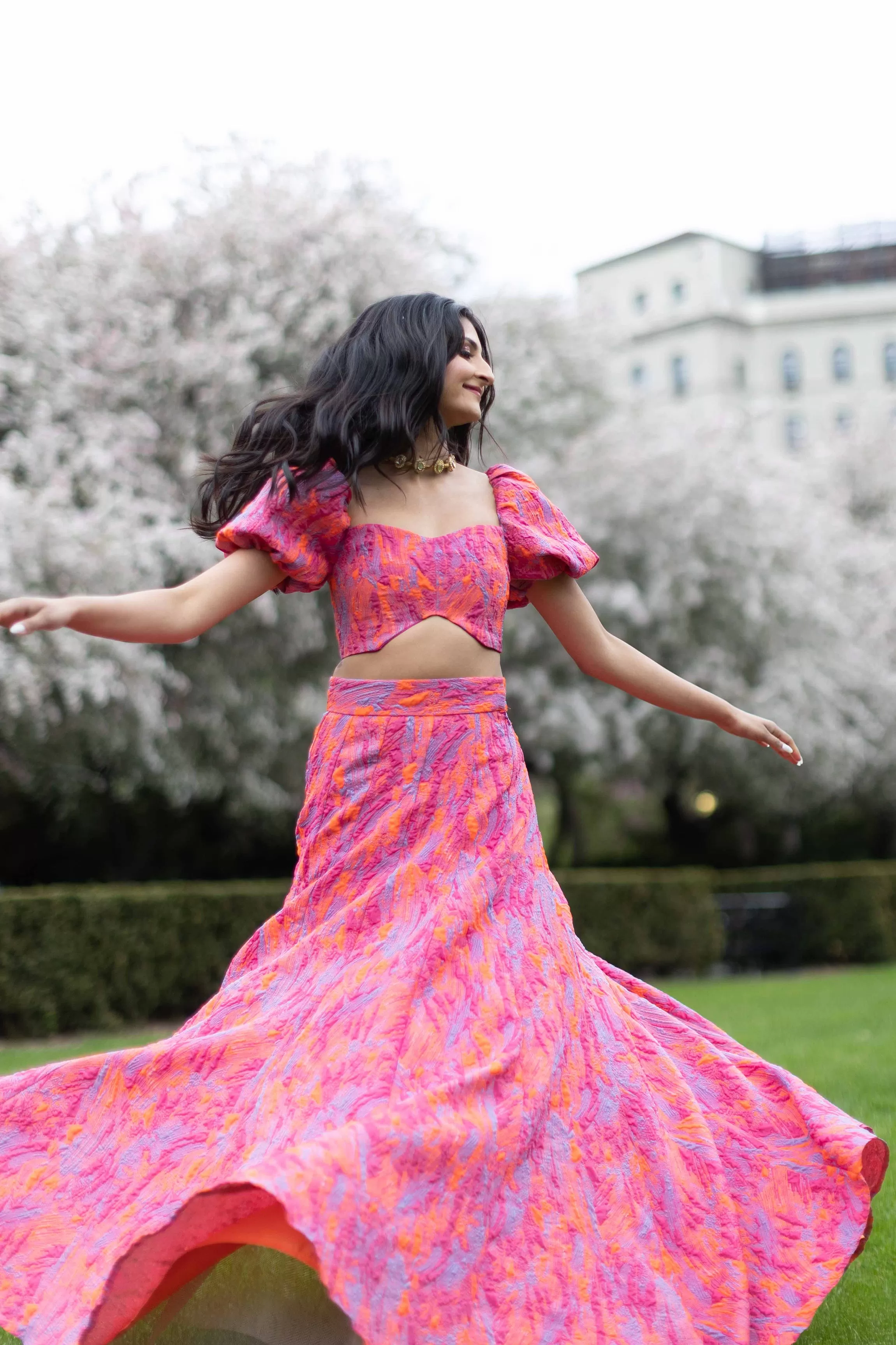 BRUNA Orange and Pink Lehenga Top