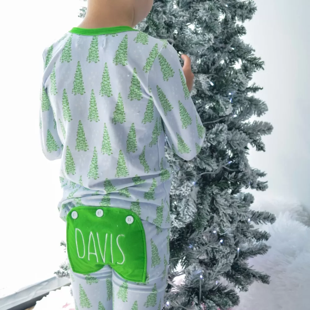 Buttflap Pajamas - Blue Christmas Tree Holiday Lounge PREORDER