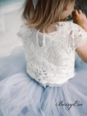 Cap Sleeves Lace Top Tulle Skirt Lovely Flower Girl Dresses