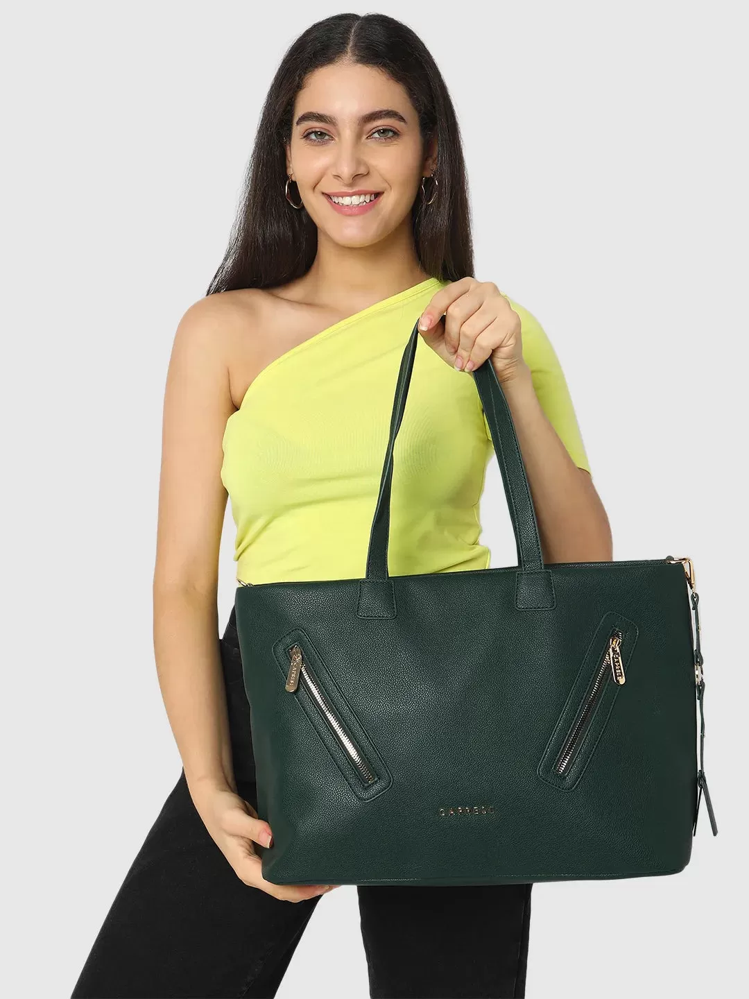 Caprese Lilith Laptop Tote Large Green