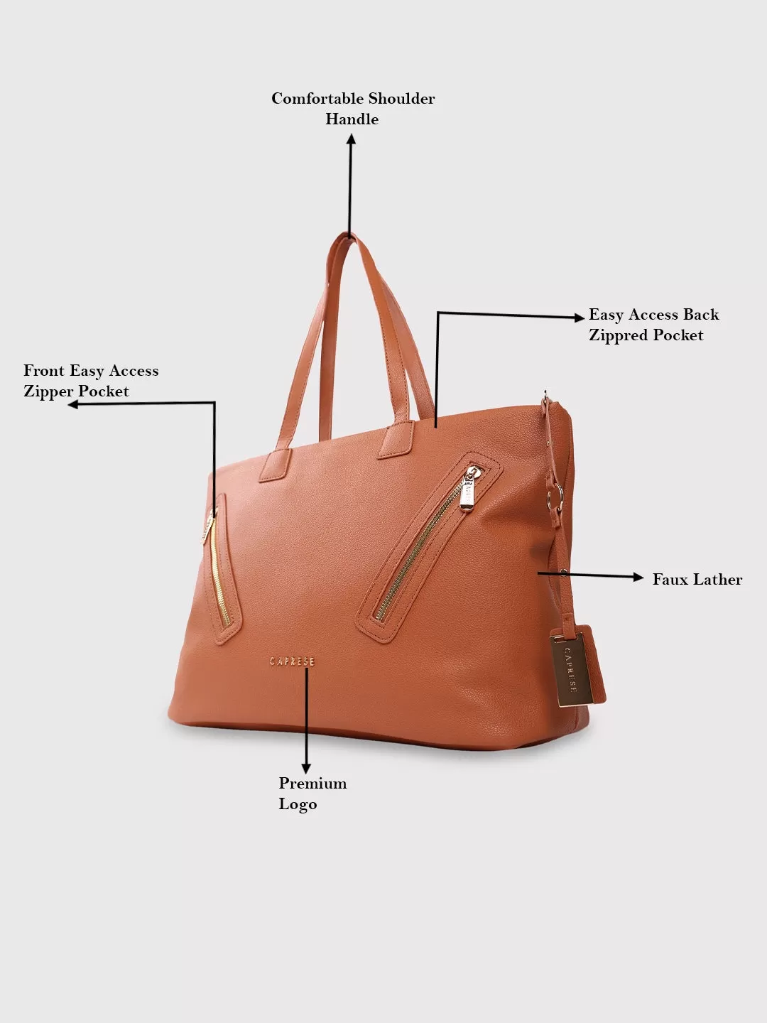 Caprese Lilith Laptop Tote Large Tan