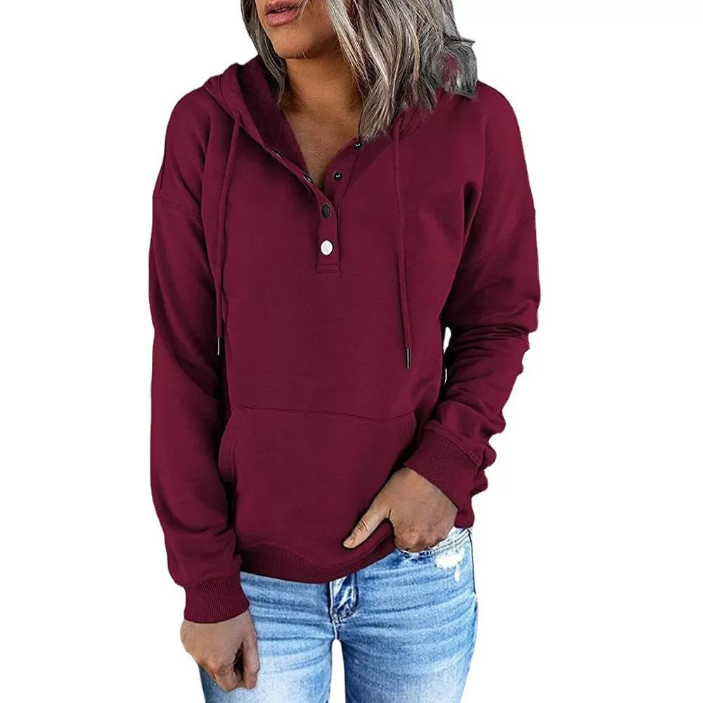 Casual Button Front Hoodie