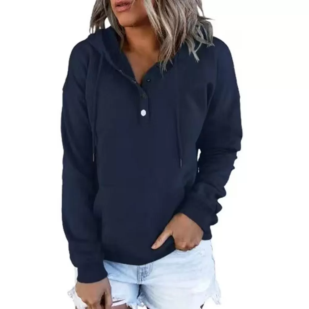 Casual Button Front Hoodie