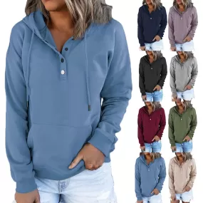 Casual Button Front Hoodie