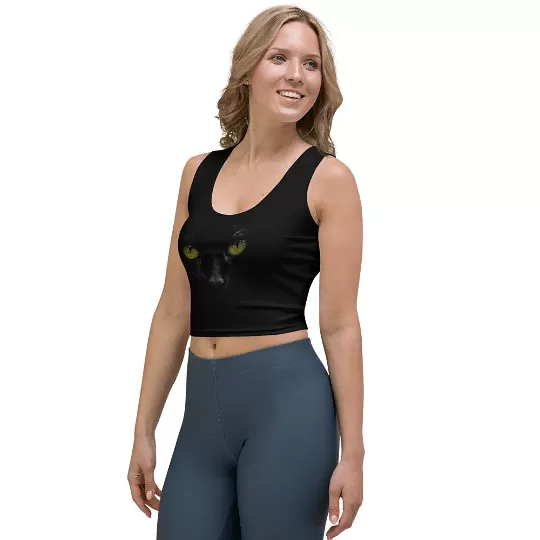 Cat Crop Top / Black Crop Top / Stretch Crop Top