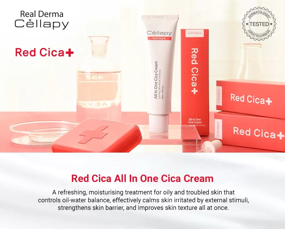 Cellapy Red Cica All In One Cica Creams 50ml Sensitive Trouble Skin Oil Water Balance Skin Barrier Care