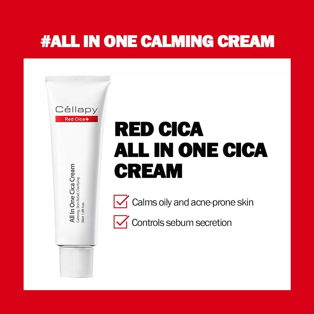 Cellapy Red Cica All In One Cica Creams 50ml Sensitive Trouble Skin Oil Water Balance Skin Barrier Care