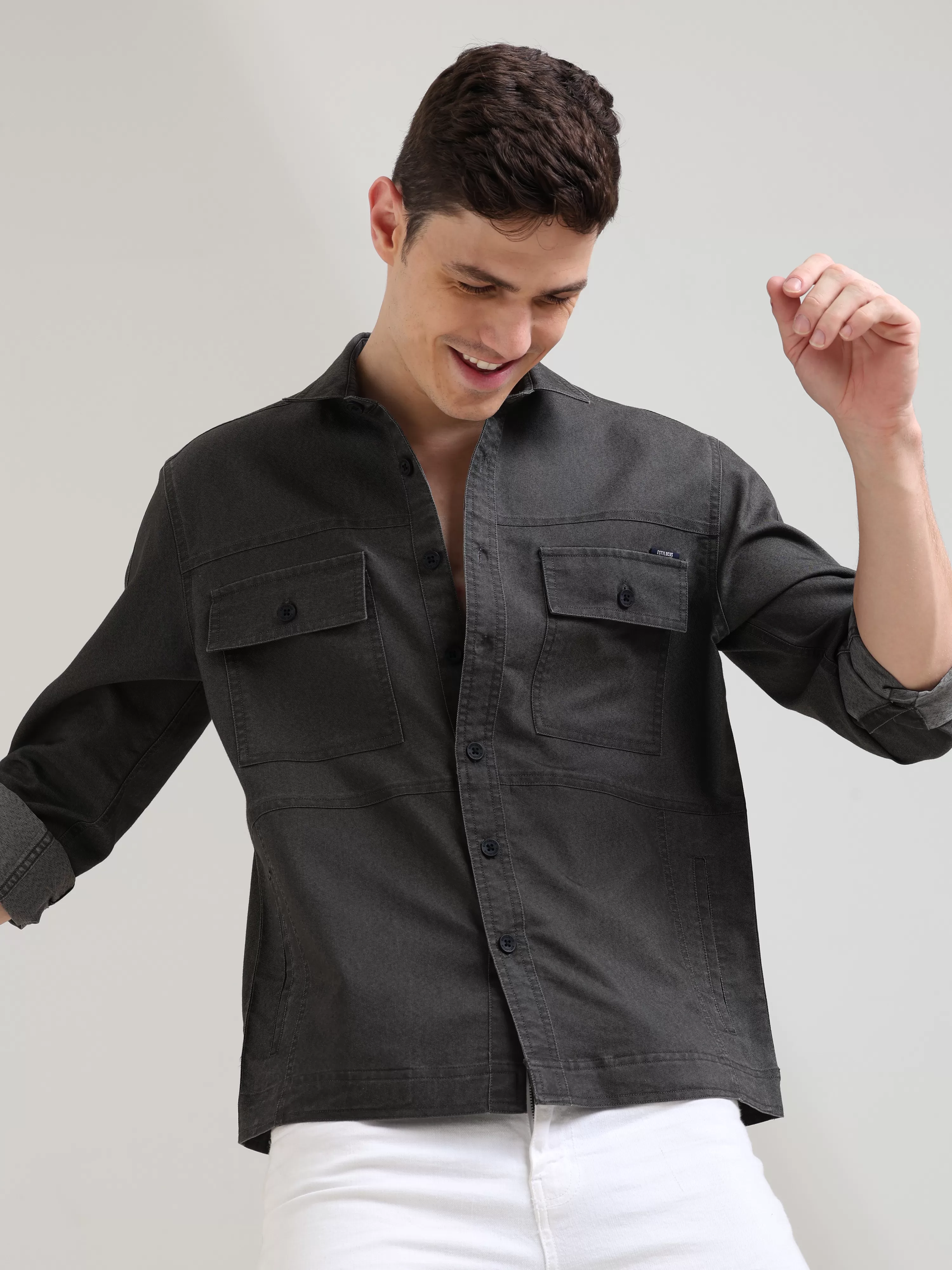 Charcoal Gray Denim Shirt