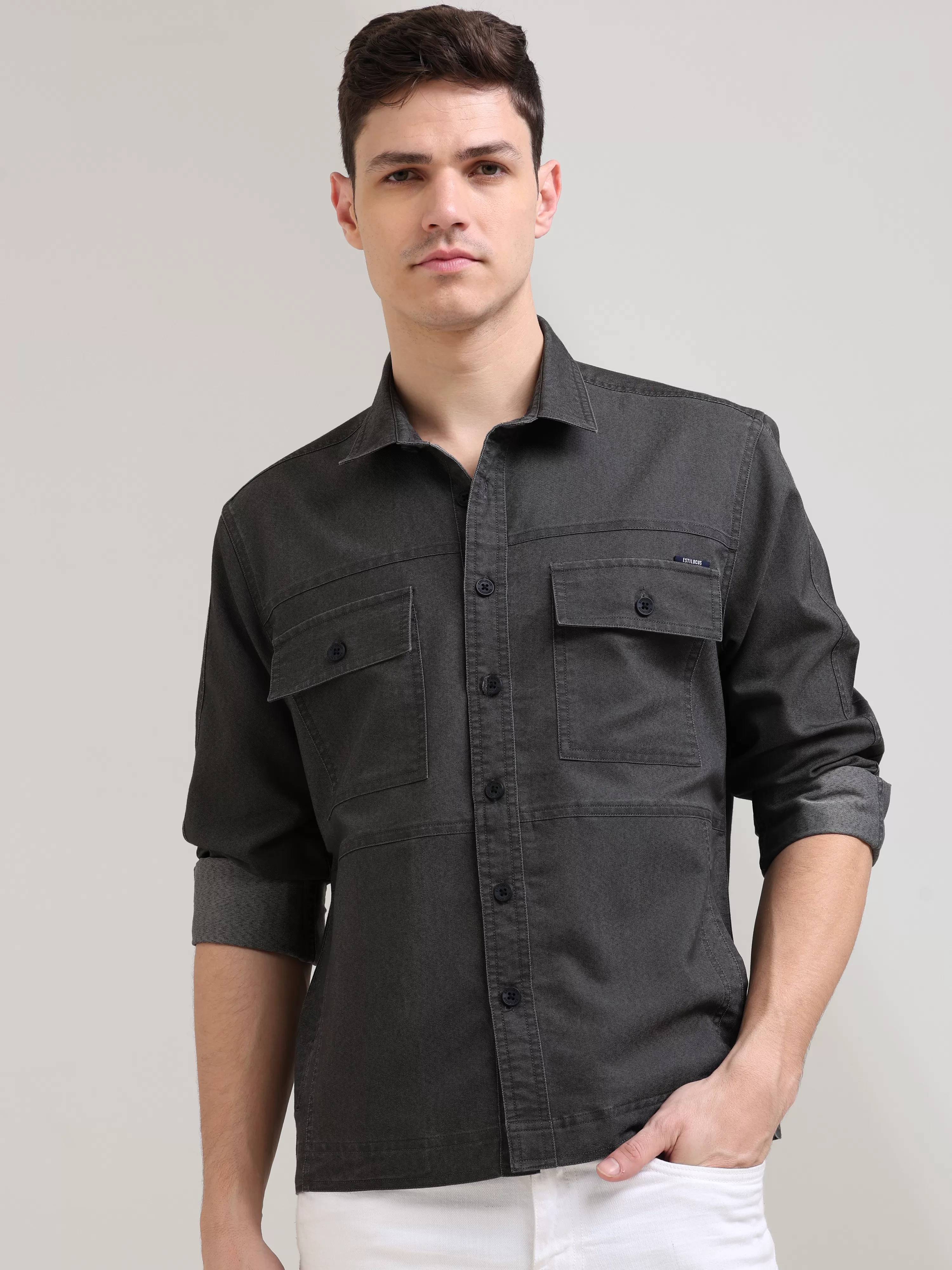 Charcoal Gray Denim Shirt