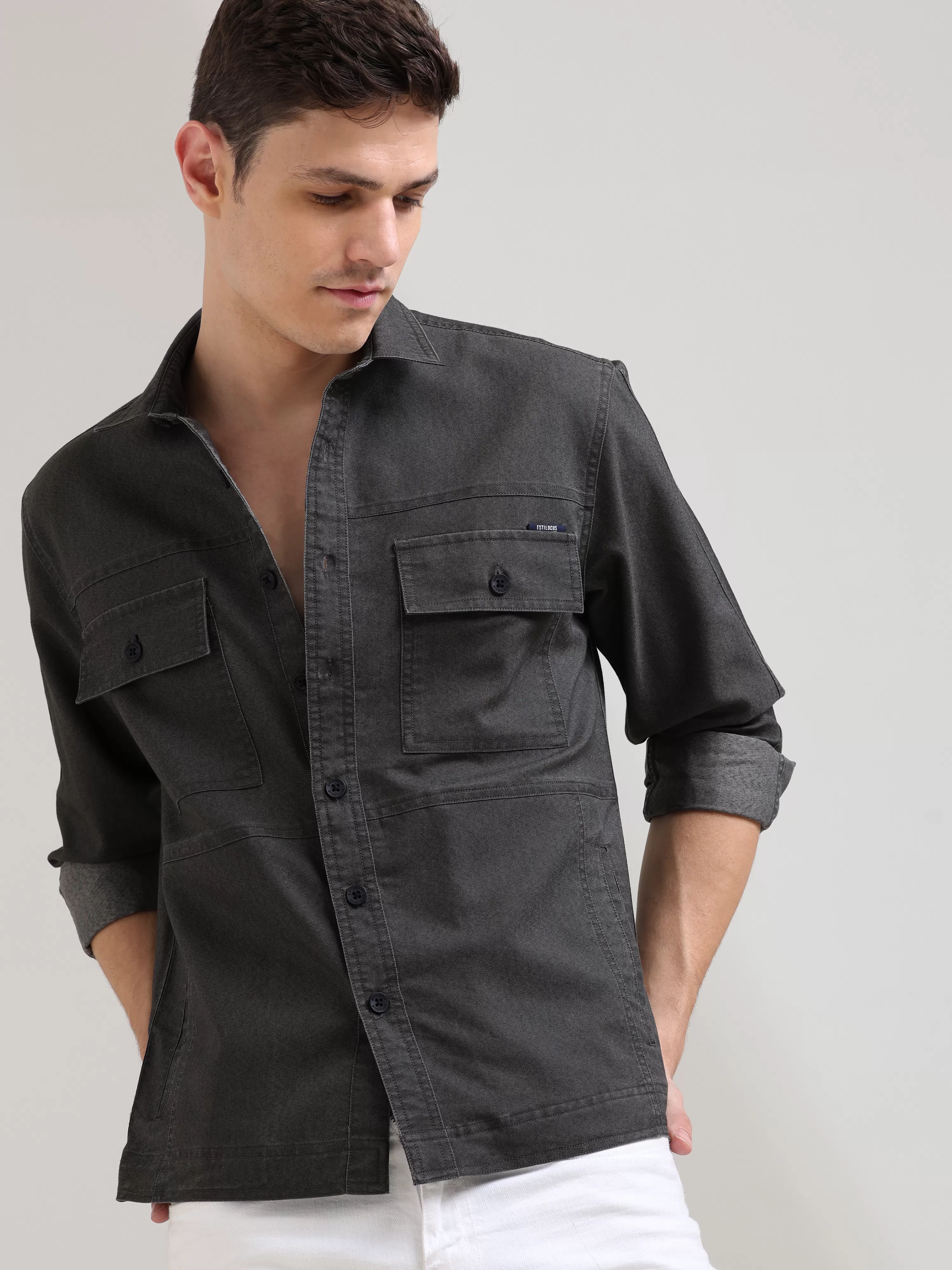 Charcoal Gray Denim Shirt