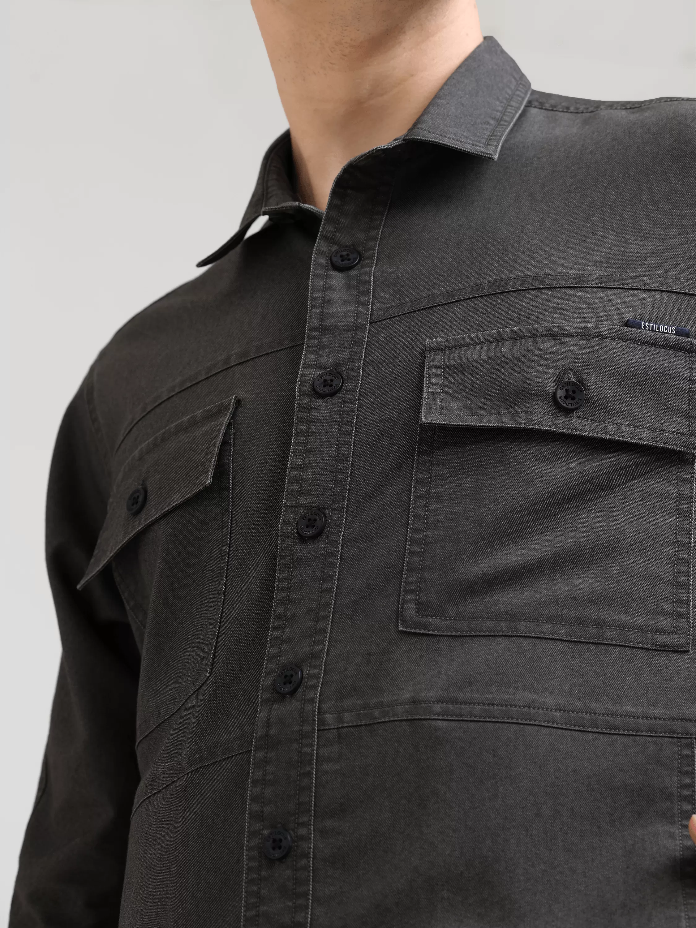 Charcoal Gray Denim Shirt