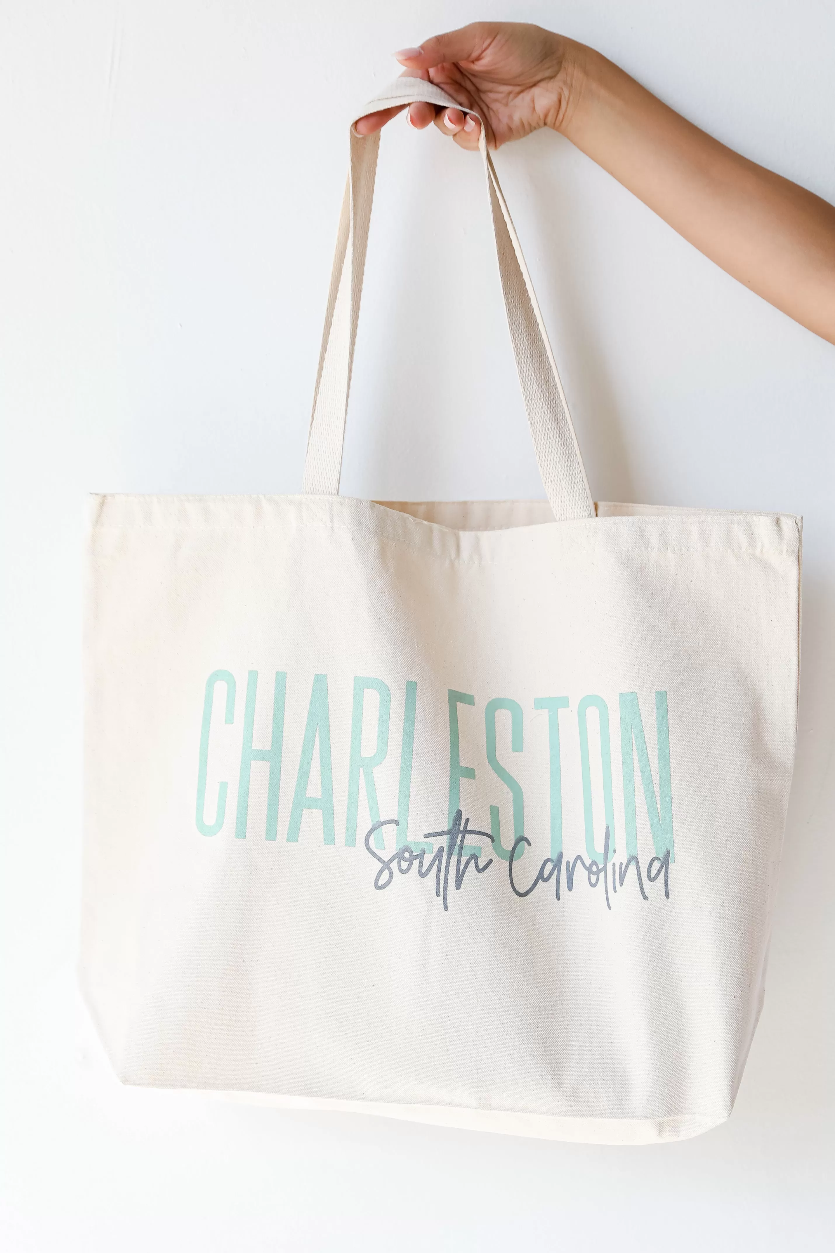 Charleston South Carolina Script Large Tote Bag