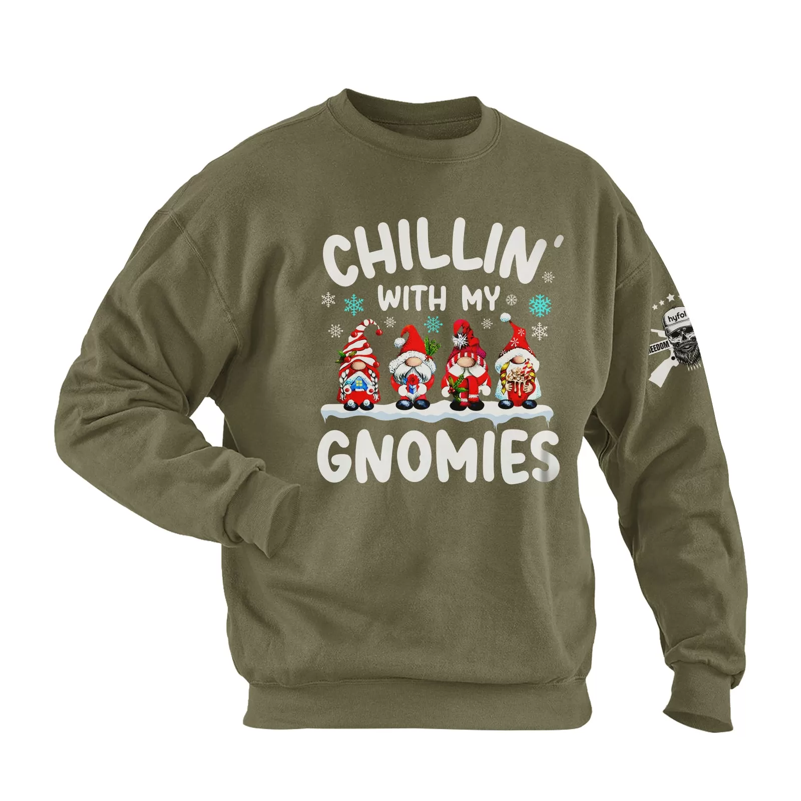 CHILLIN WITH MY GNOMIES COTTON GRAPHIC SWEATSHIRT