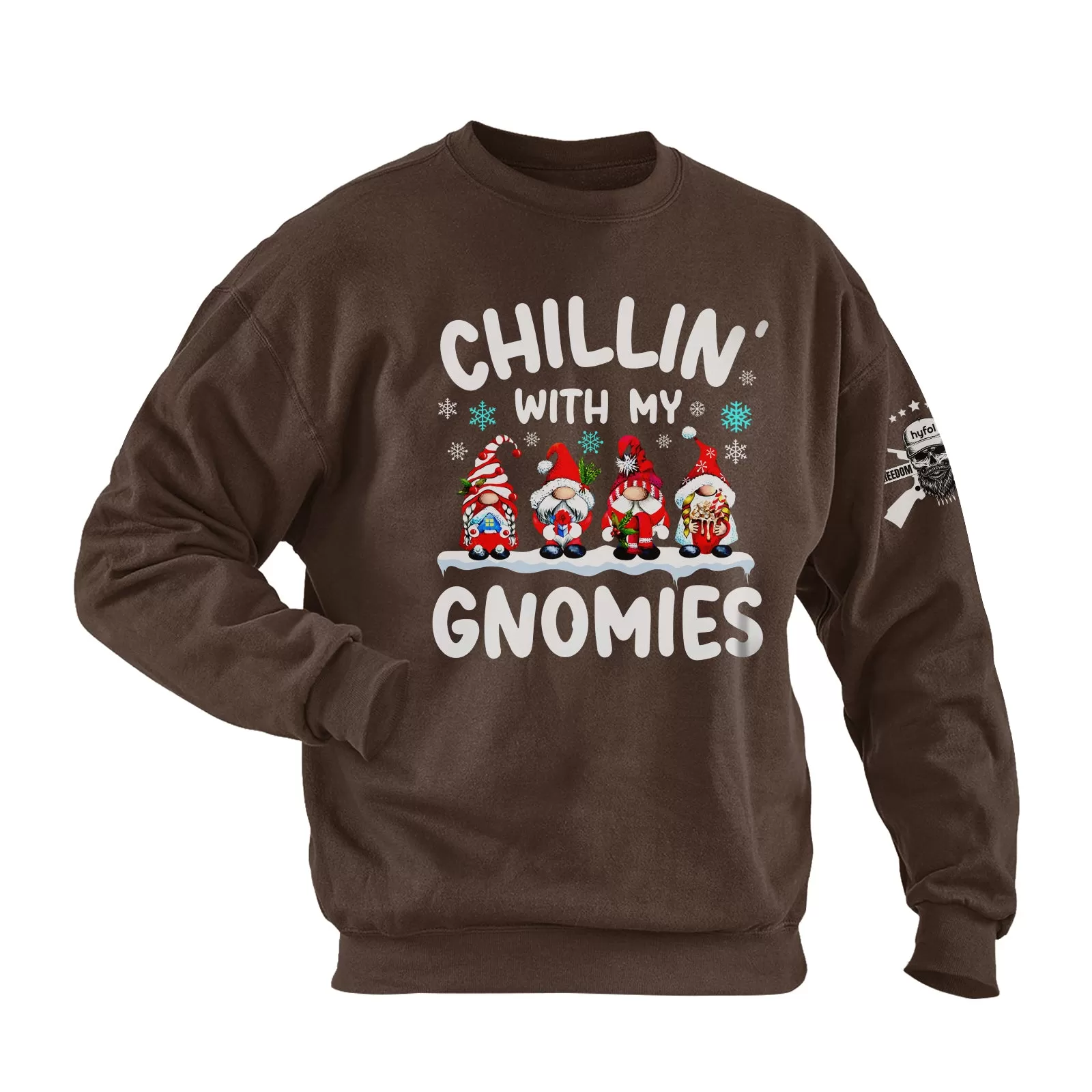 CHILLIN WITH MY GNOMIES COTTON GRAPHIC SWEATSHIRT