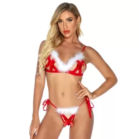 Christmas Hollow Bow Iingerie Set