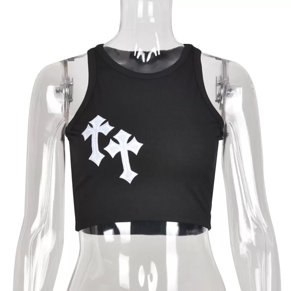 Chrome No Heart Crew Neck Crop Top