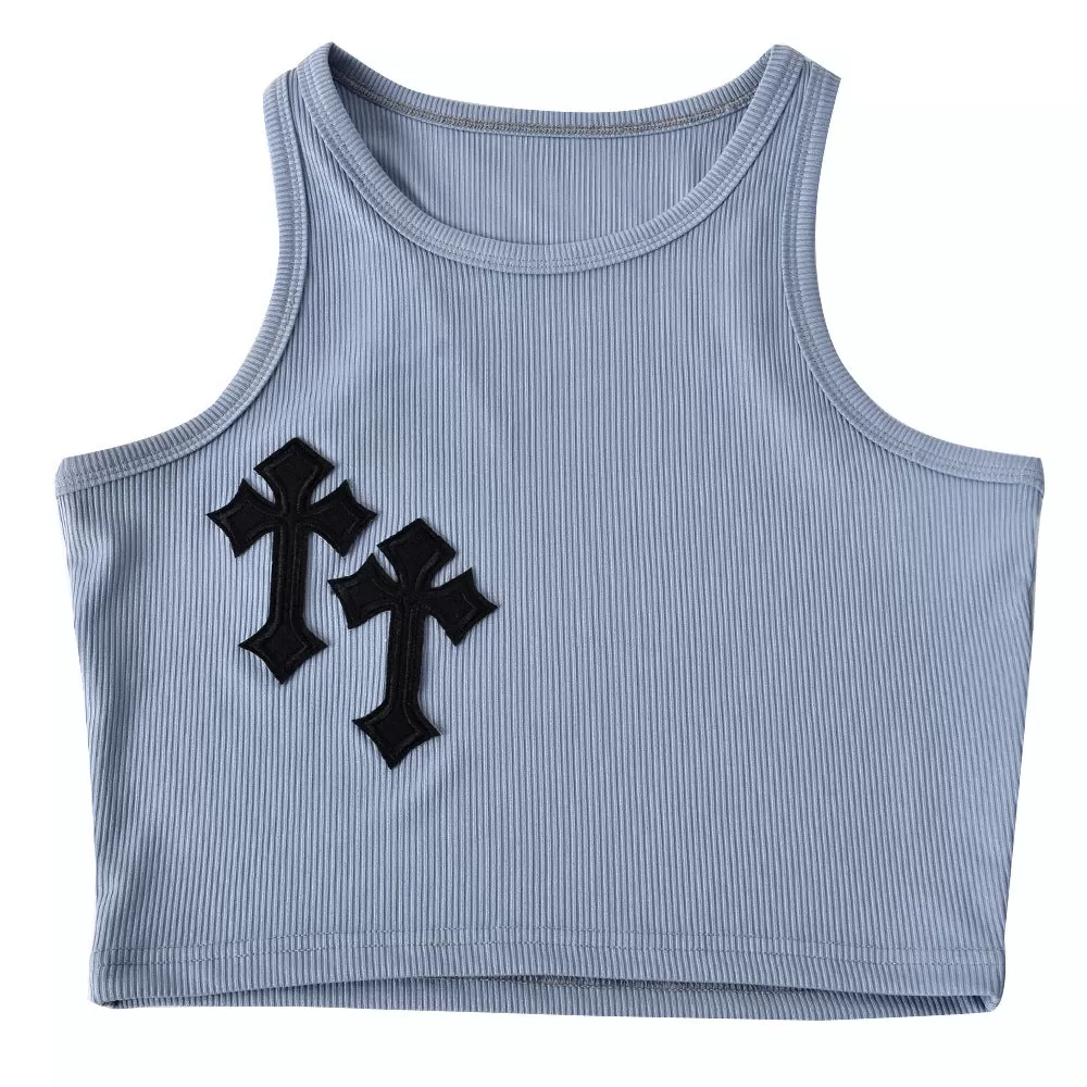 Chrome No Heart Crew Neck Crop Top