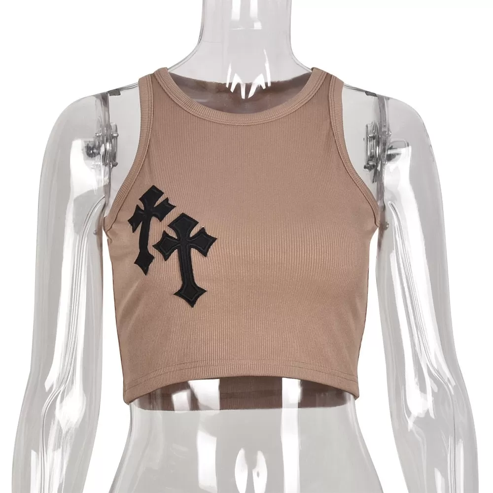 Chrome No Heart Crew Neck Crop Top