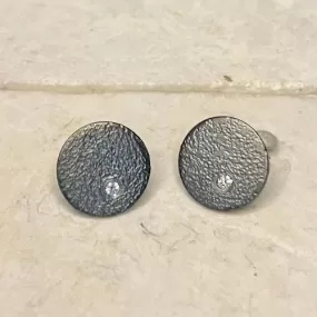 Circle Back Post Earrings w Diamond