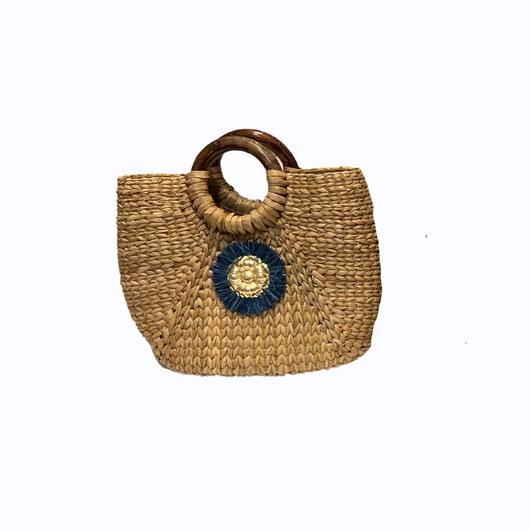 Circle Handle Straw Bag