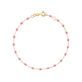 Classic Gigi Pink bracelet, Yellow Gold, 6.7"