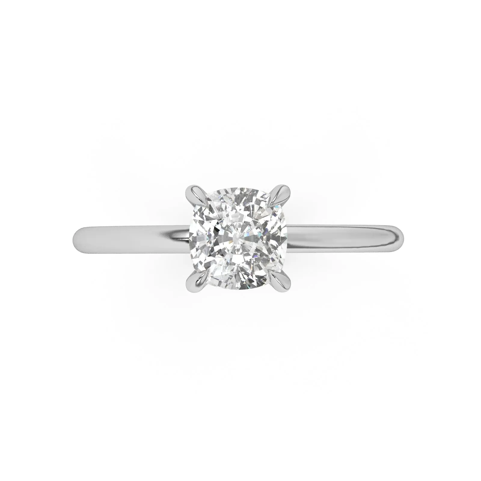 Classic Hidden Halo Cushion Cut Engagement Ring