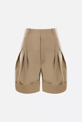 cotton blend twill oversized short pants