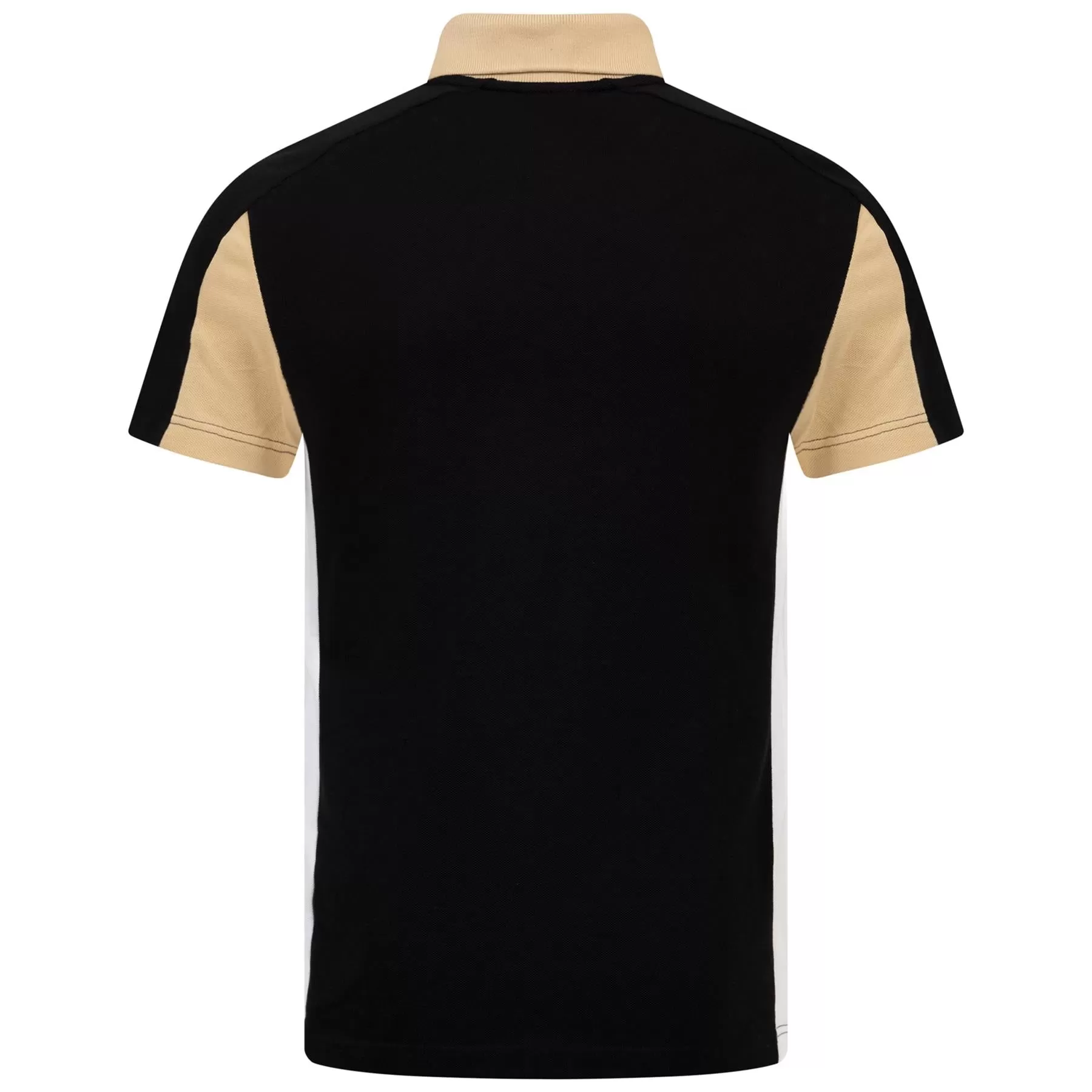 Cotton Pique Regular Fit Colourblock Polo Black/Beige - SS24