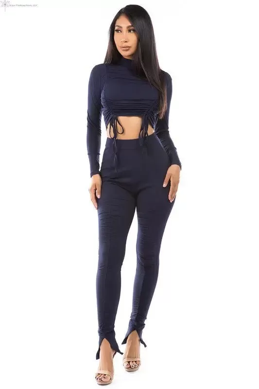 Crop Top High Waisted Pants Set