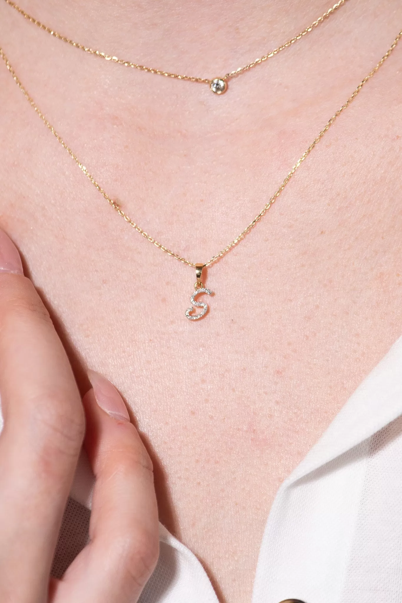 Cursive Diamond Initial Necklace