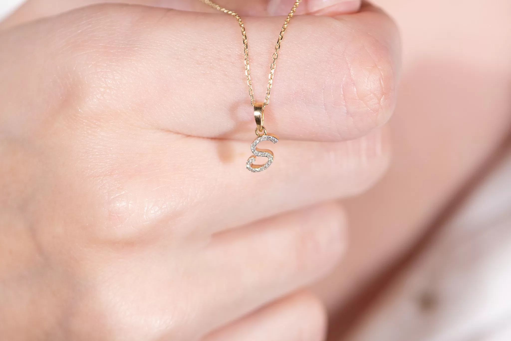 Cursive Diamond Initial Necklace