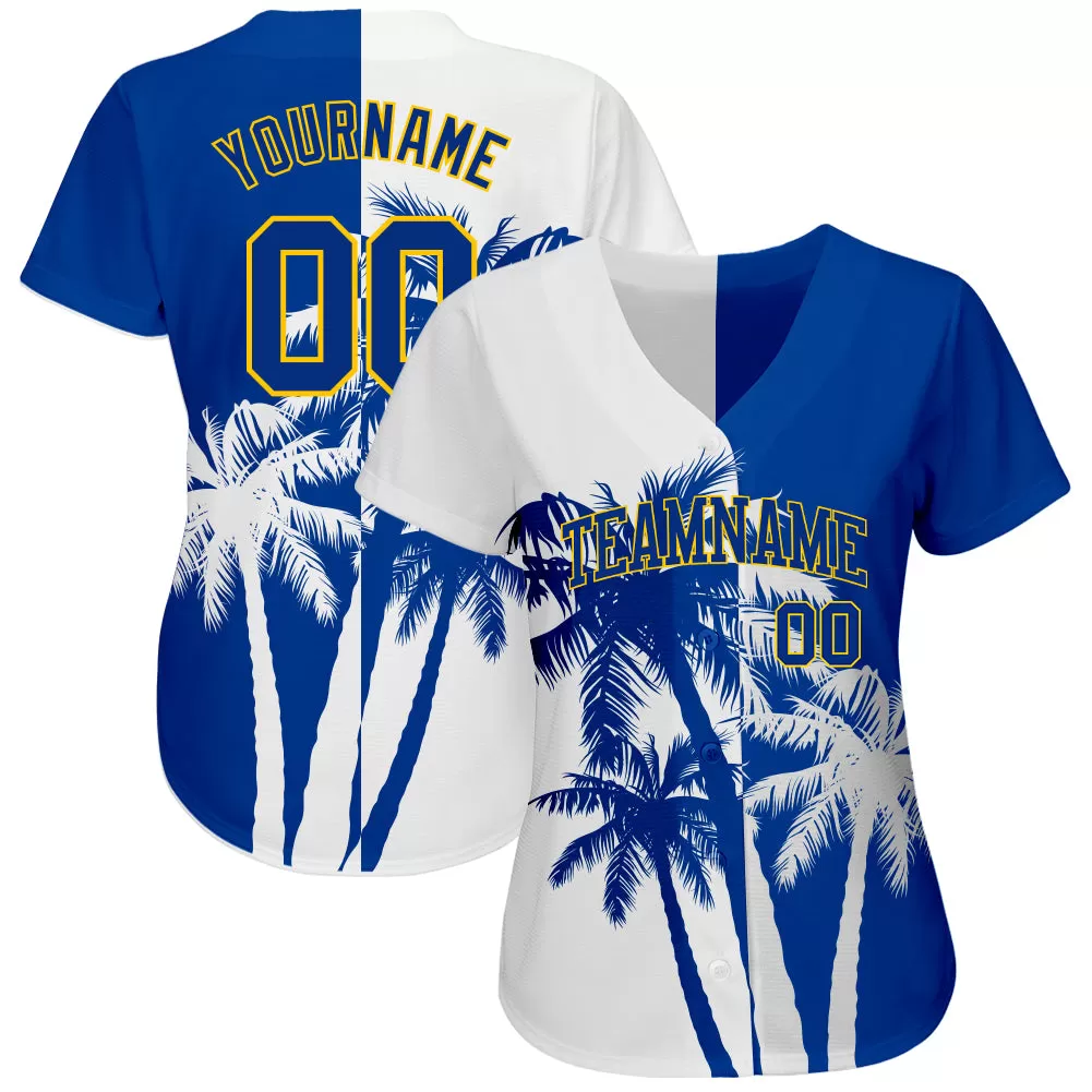 Custom 3D Pattern Design Hawaii Coconut Trees Authentic Baseball Jersey