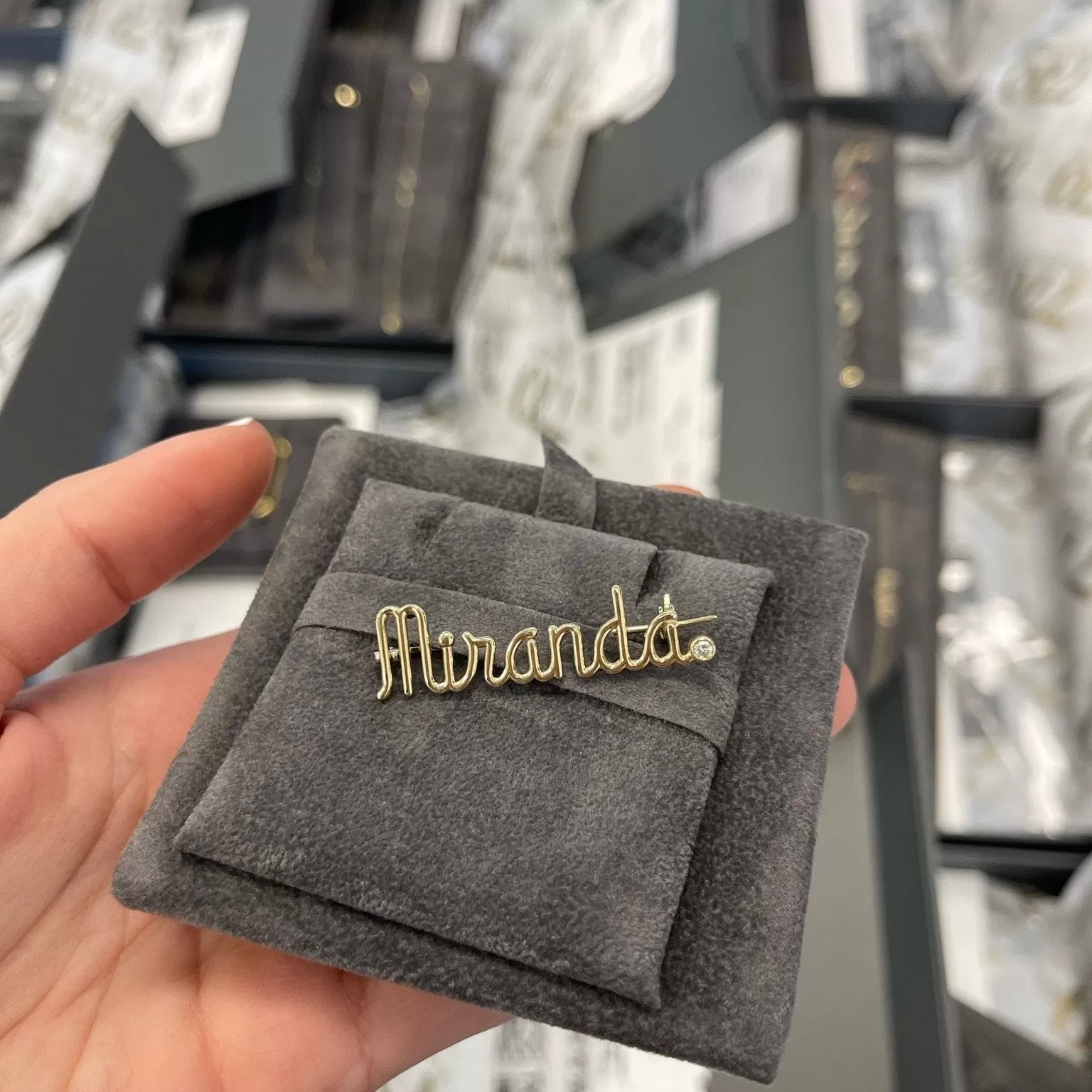 Custom Name Baby Pin with Stone